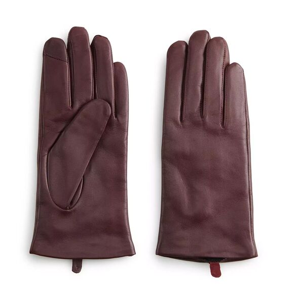 Apt. 9 Burgundy 100% Leather Gloves Fleece-Lined Touchscreen Compatible Medium - Picture 1 of 7